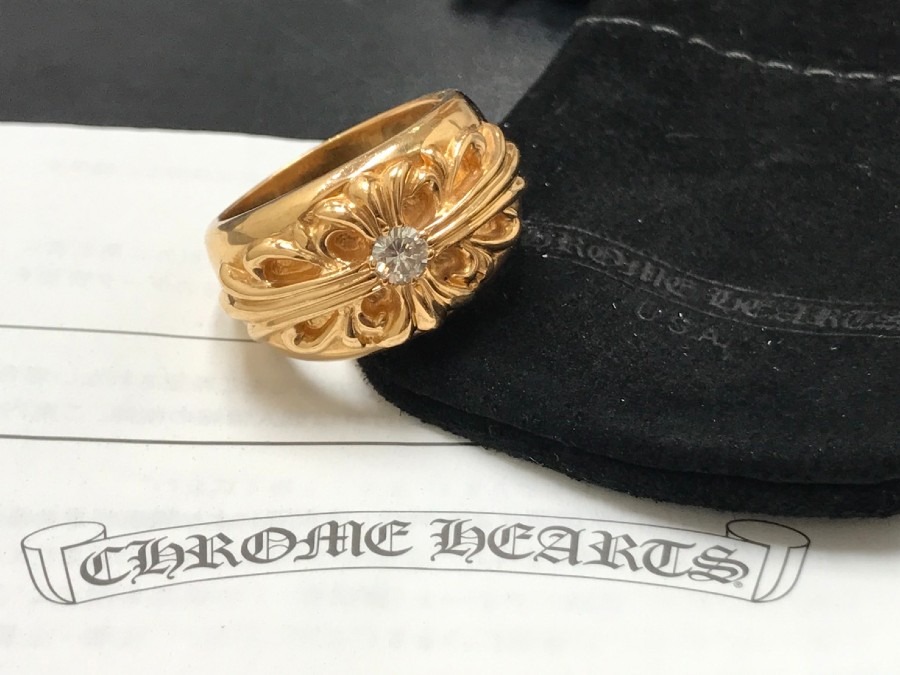 CHROME HEARTS FLORAL CROSS RING 1P DIA (クロムハーツ フローラルクロスリング 1ポイント ダイヤ)