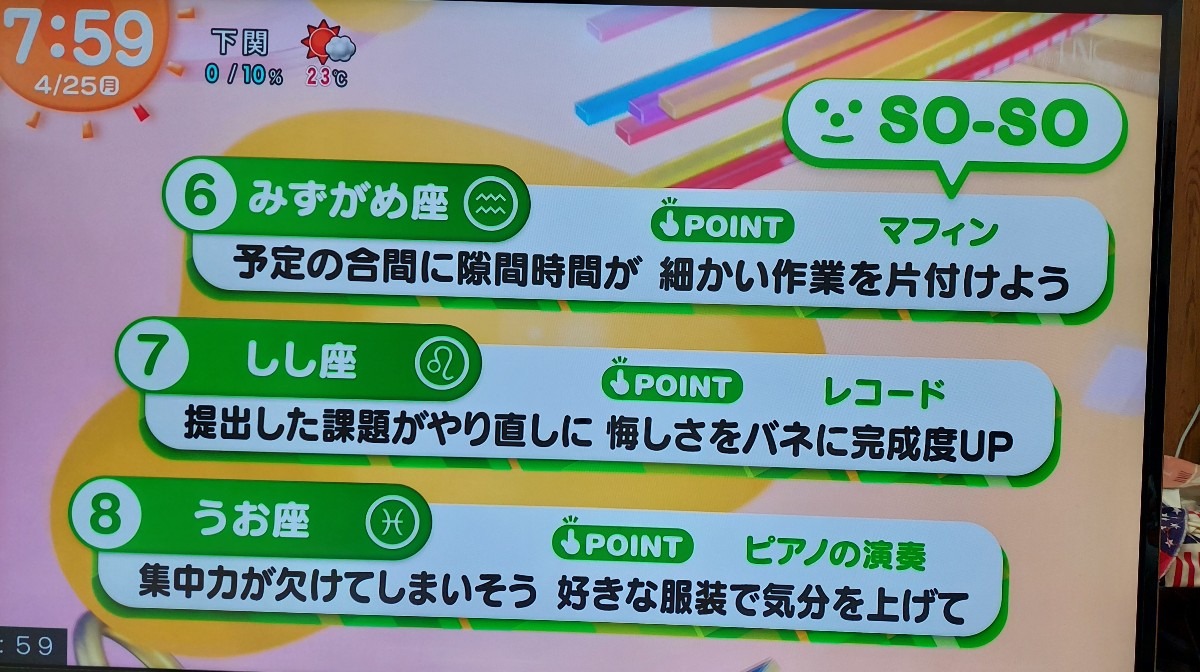 4/25今日の運勢うお座♓