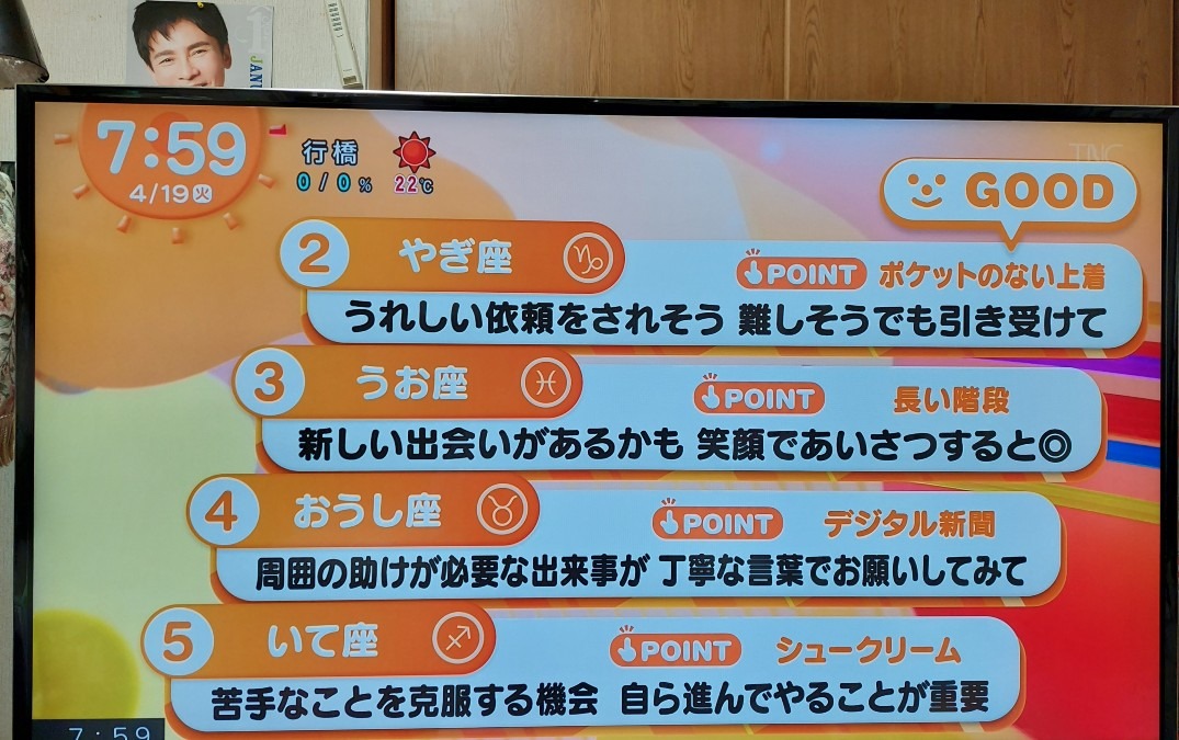 4/19今日の運勢うお座♓