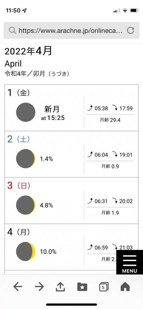 満月カレンダー🌕月齢