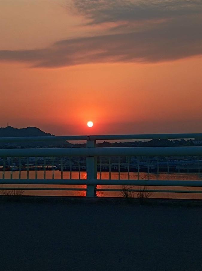 車窓からの夕日🌅