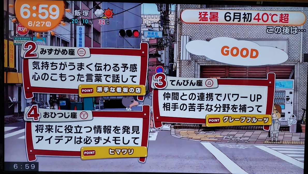 6/27今日の運勢2~4位