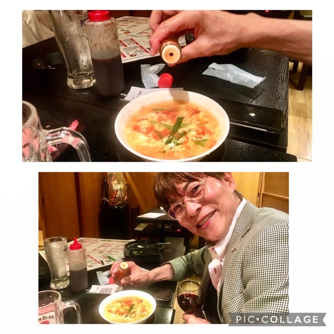 ⭕️また、辛麺に七味入れてる〜‼️  だれ❓(^O^)