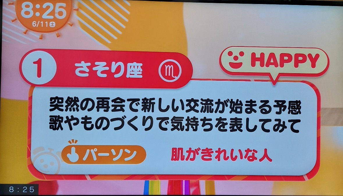 6/11今日の運勢さそり座♏1位