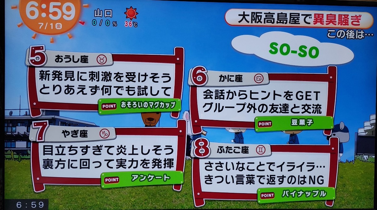 7/1今日の運勢5~8位