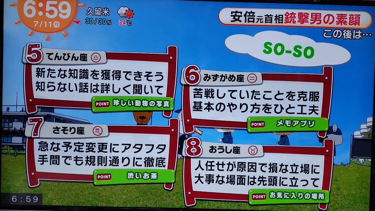 7/11今日の運勢5~8位