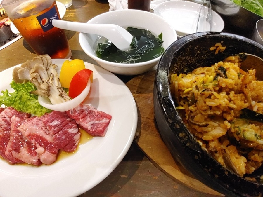 焼肉とハーフ.ビビンバ.セット🍴😁