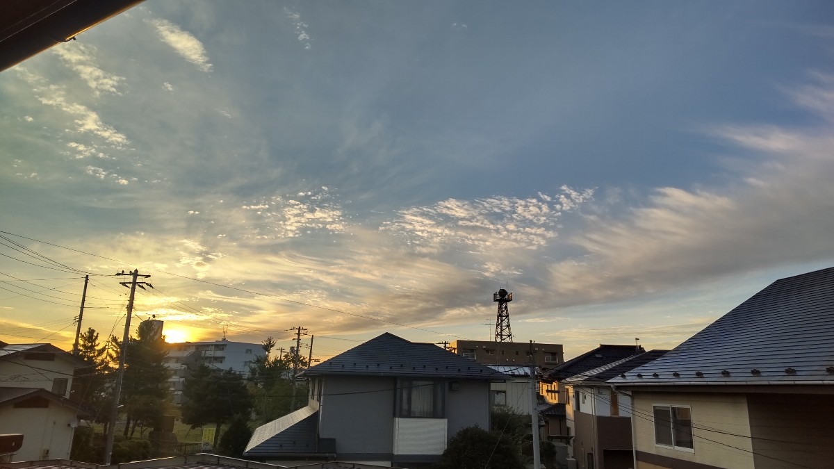 早朝の、元気な日の出。今日も晴れ☀️