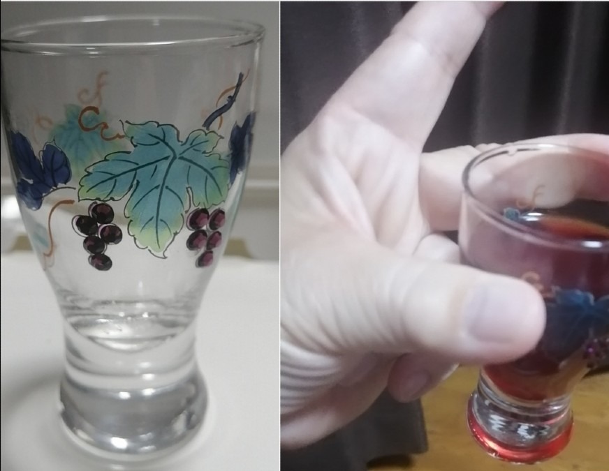 お気に入りのグラスでピース✌乾杯