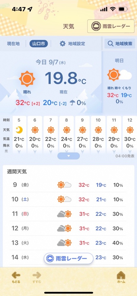 9月7日の天気