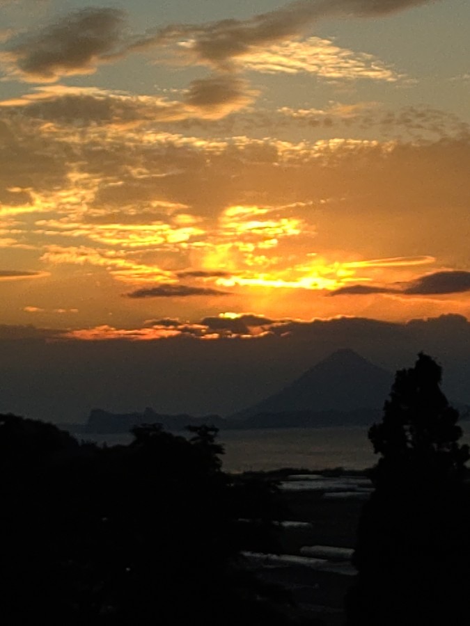 開聞岳の夕焼け🌇