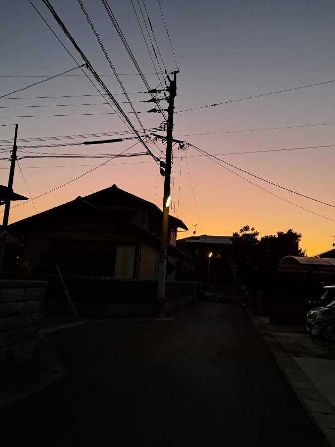 夕焼けと街灯