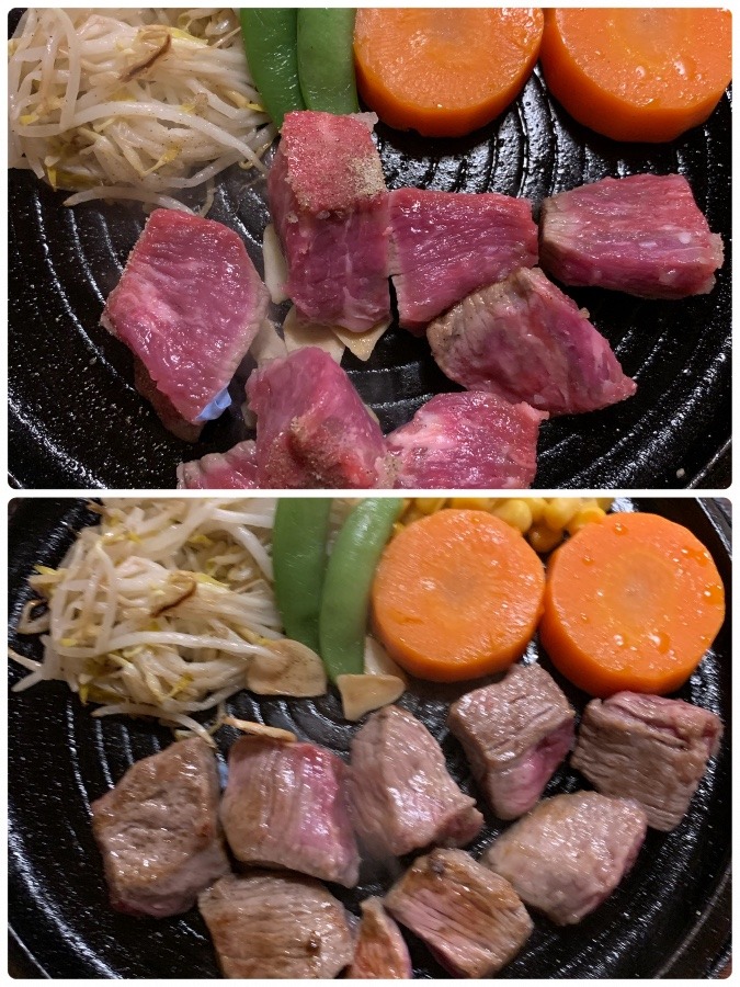 生のサーロインステーキを鉄板で自分好みに🥩❣️