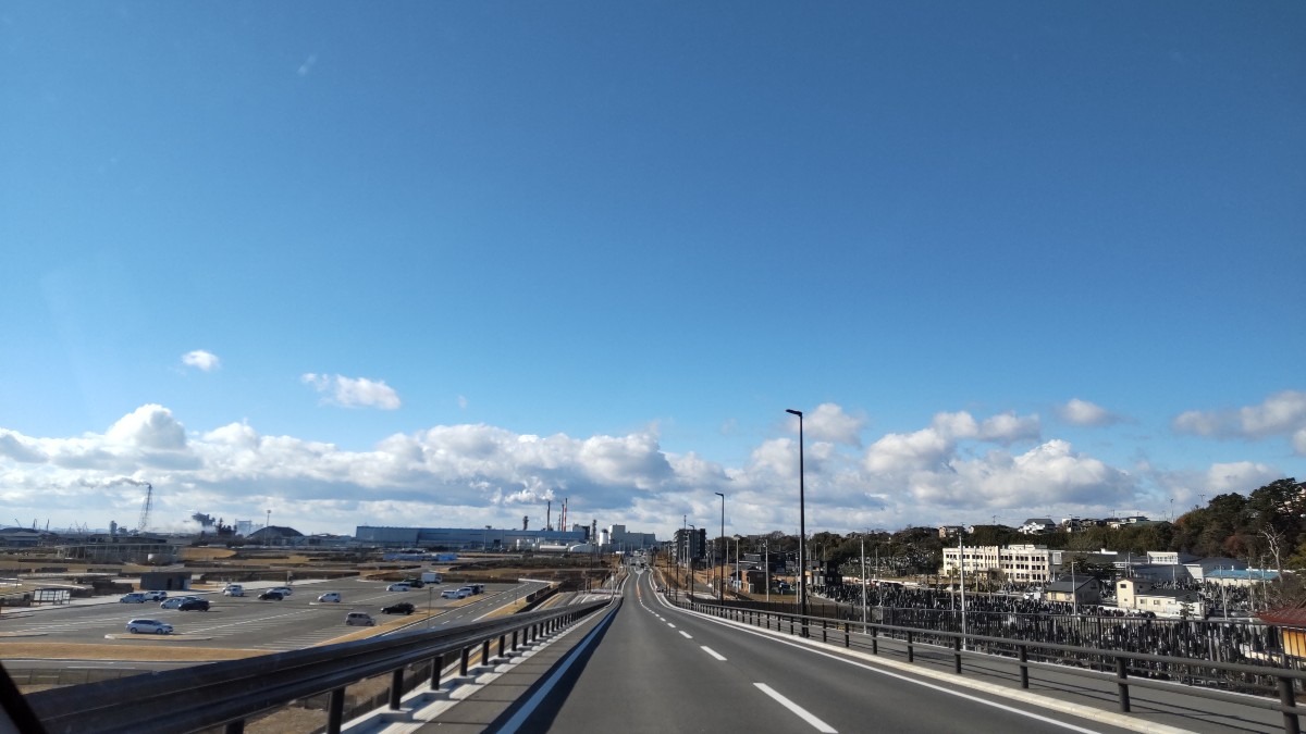 震災後の新たに出来たと道路。