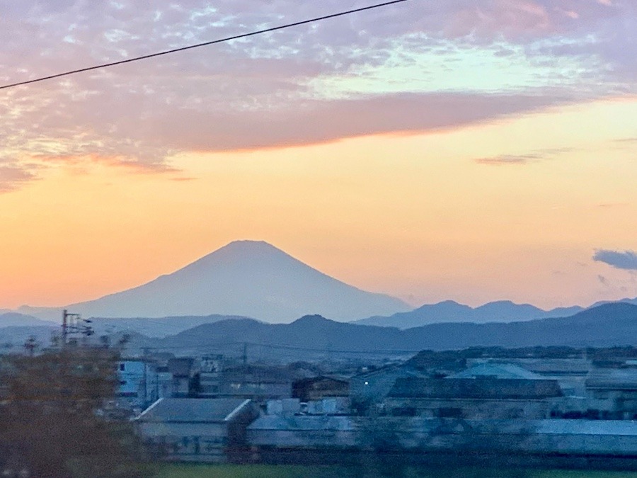 帰りは夕陽の富士山