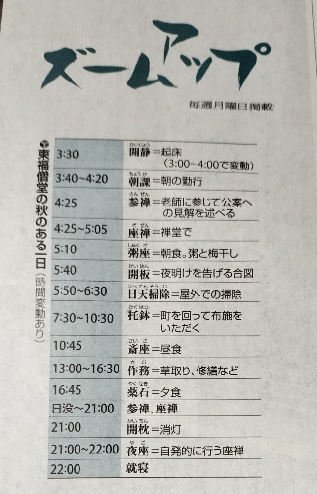 修行僧の1日