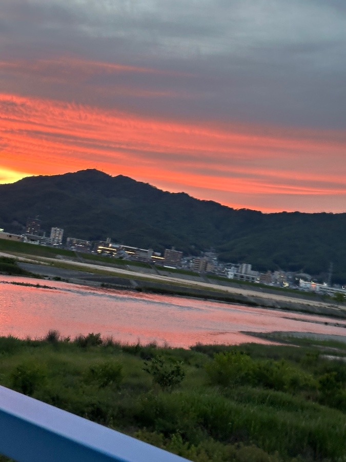 真っ赤な夕焼け