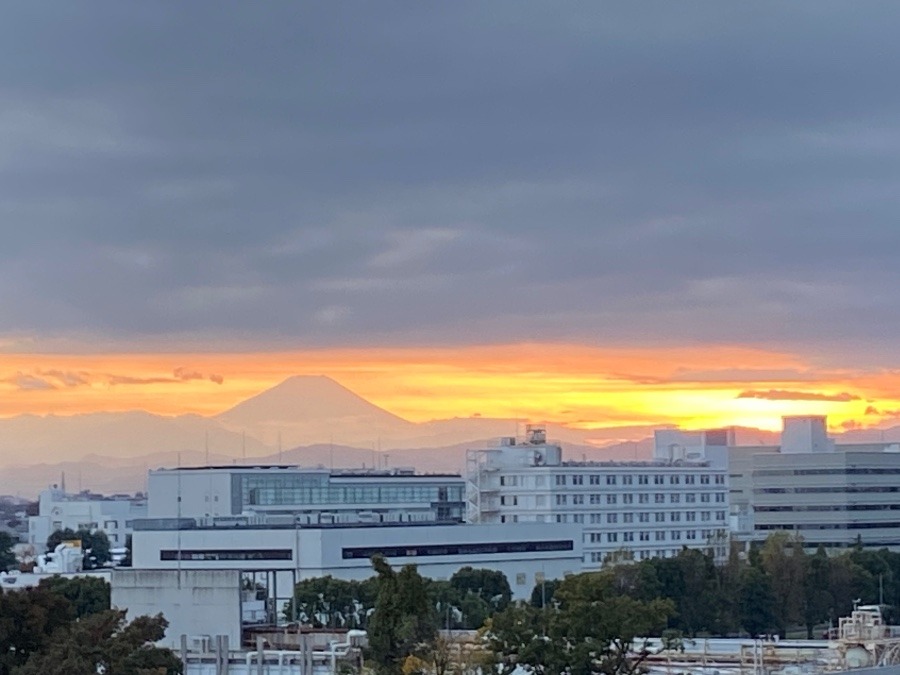 夕暮れの富士山